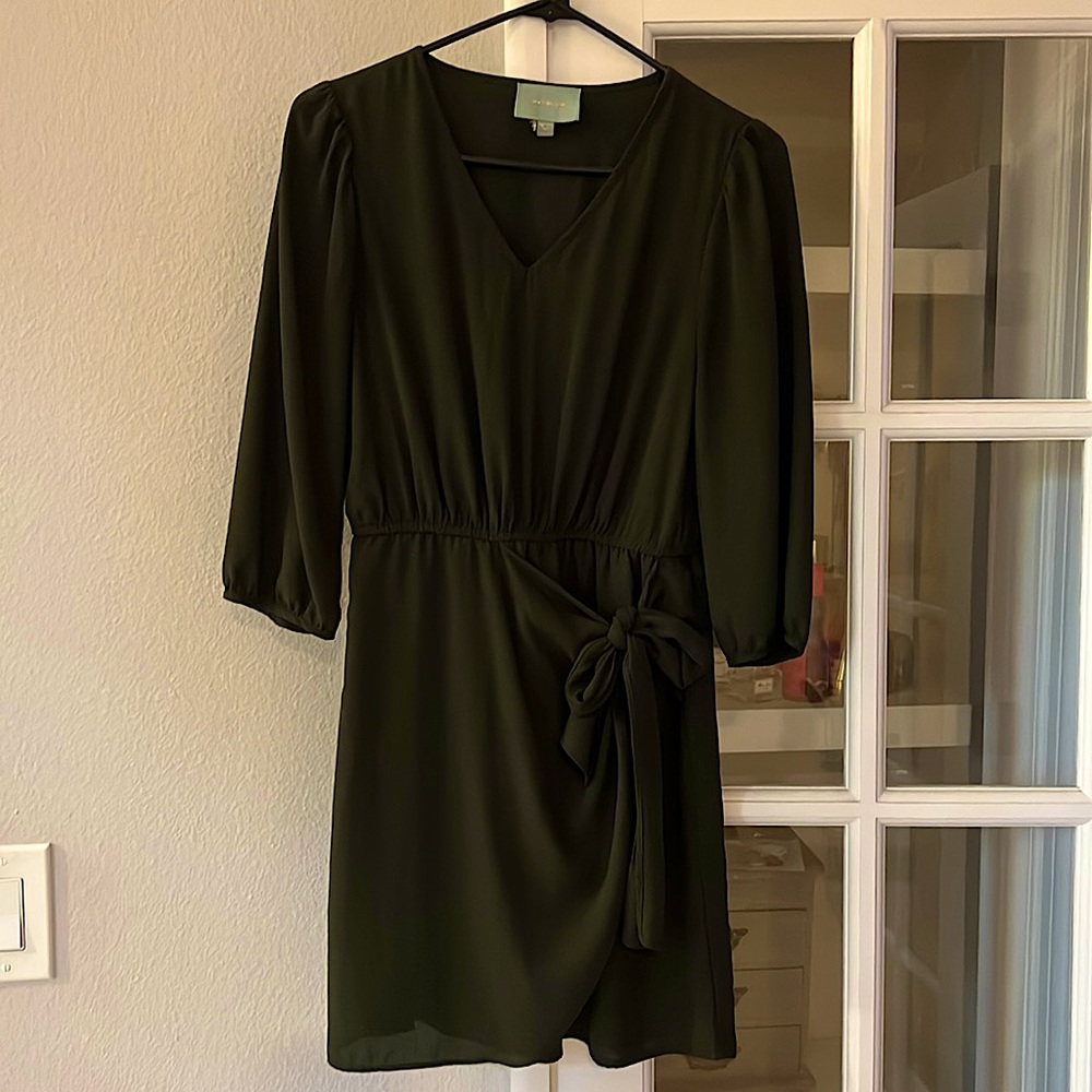 Olive green wrap dress